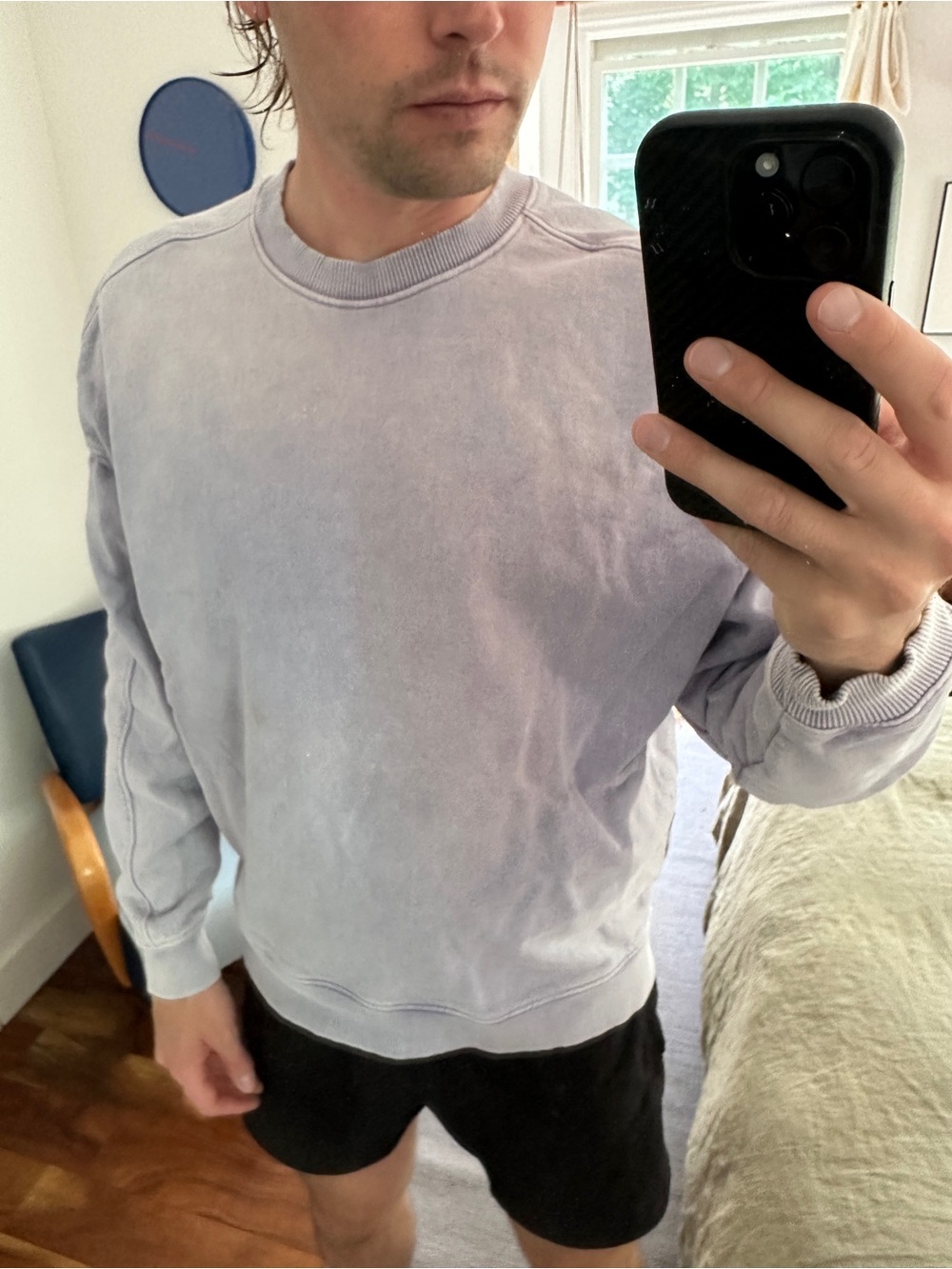 Zara Large Men's Crewneck Sweatshirt - Light Lavender